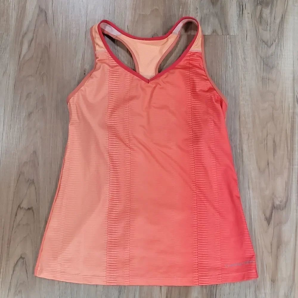 🔺️Moving Comfort Coral Racerback Athletic Tanktop w/Bra Insert Large